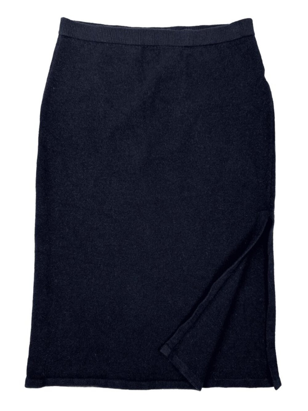 ST. JOHN EVENING By Marie Gray Wool Blend Knit Black Pencil Slit Midi Skirt 12 L
